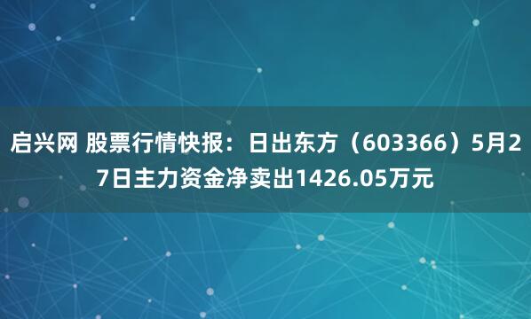 启兴网 股票行情快报：日出东方（603366）5月27日主力资金净卖出1426.05万元
