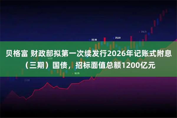贝格富 财政部拟第一次续发行2026年记账式附息（三期）国债，招标面值总额1200亿元